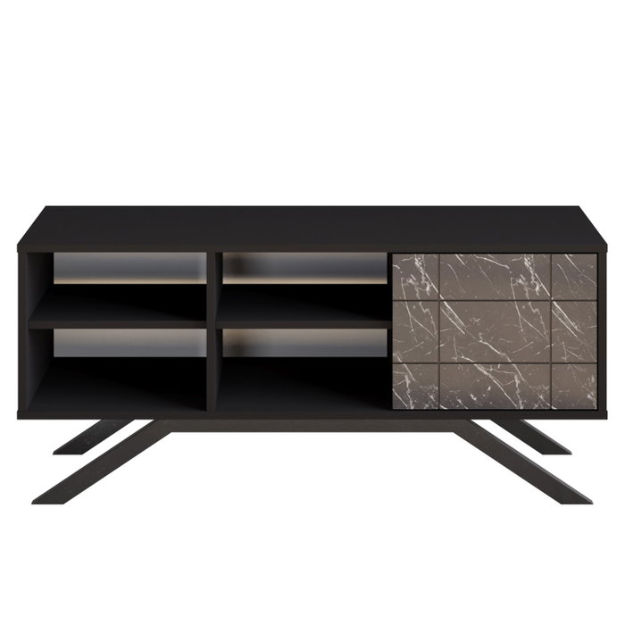 Hanah Home Soporte de TV Negro y Mármol con Diseño Industrial